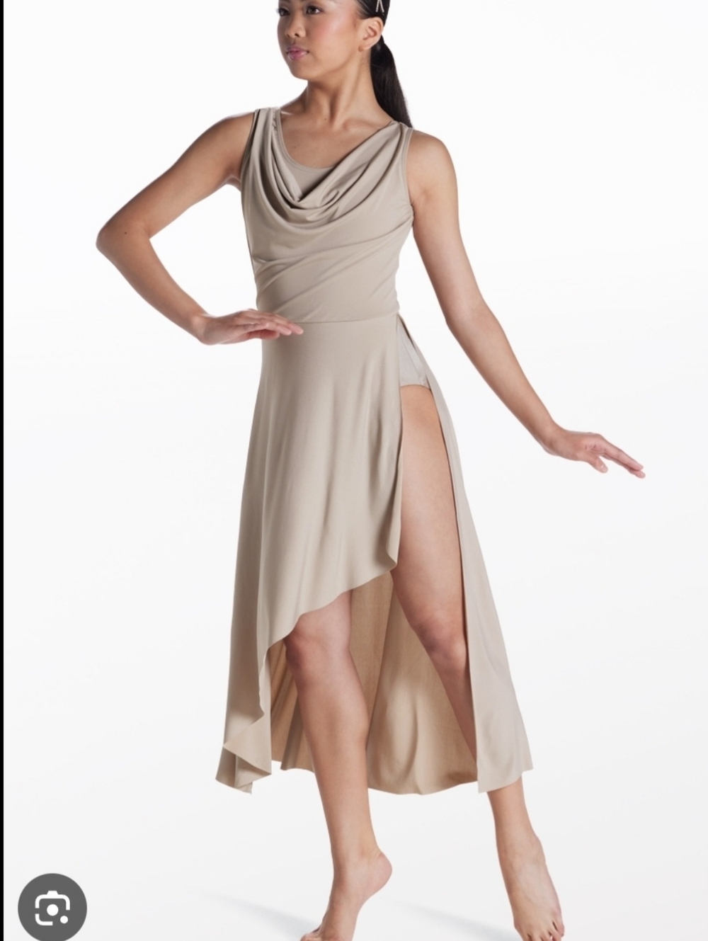 Weissman Exclusive 13754 Cowl Neck Matte Jersey Lyrical Dress Nude Adult XL